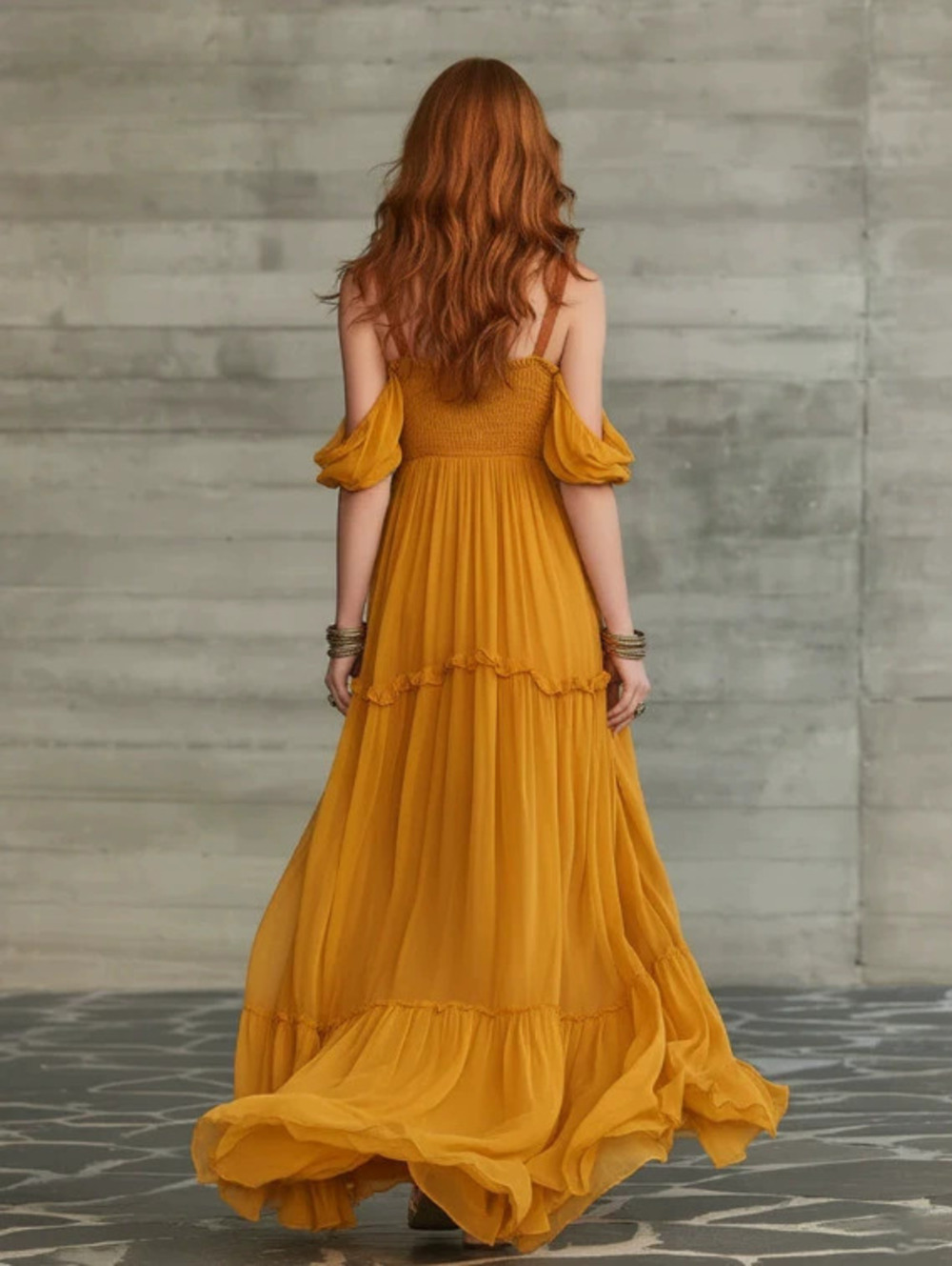 H&M   Vintage Elegant Romantic Vacation Spaghetti Strap Chiffon Maxi Dress